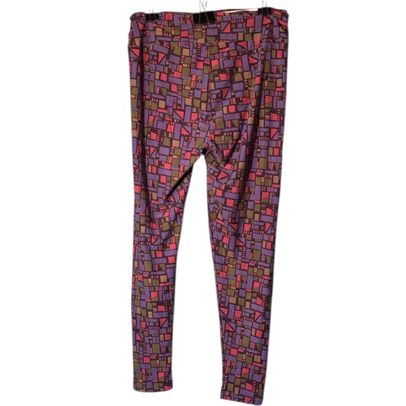 LuLaRoe Multicolor Block Pattern Leggings - Picture 3 of 8